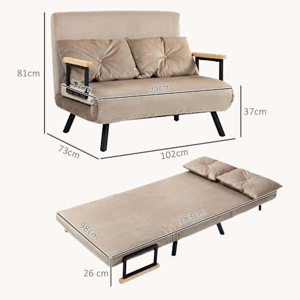 Rootz sovestol - gæsteseng - sovesofa - 5-niveau justerbart ryglæn - Robust stålramme - 102 cm x 73 cm x 81 cm