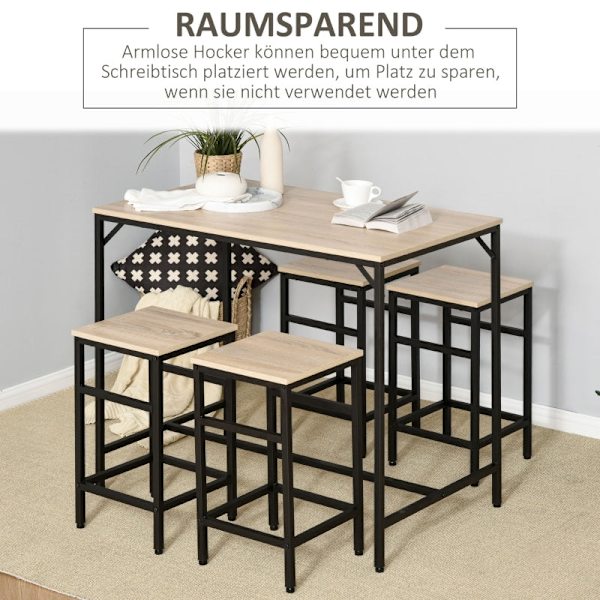 Rootz 5-delade barbordsset - Matsalsset - Köksmöbler - Utrymmesbesparande design - Robust konstruktion - Förbättrad stabilitet - 100L x 60W x 88H cm (