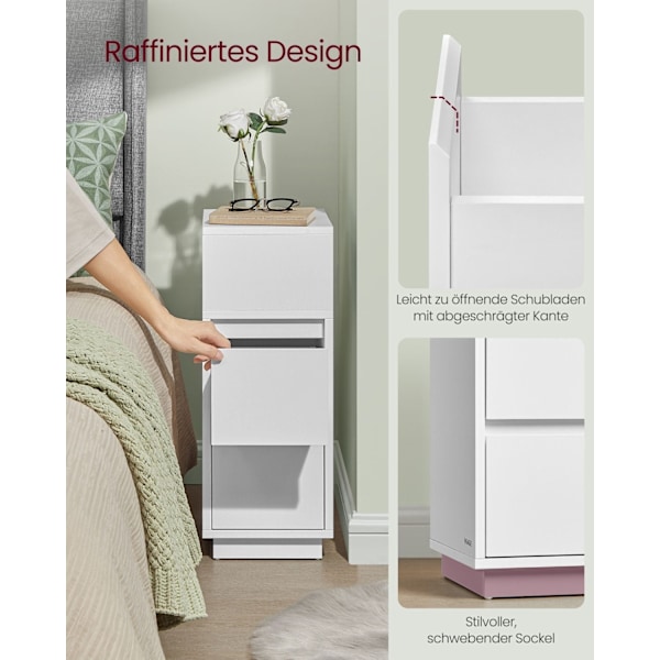 Rootz Cloud White sengeborde - Træspånplader - MDF - Natborde - 30 cm x 25 cm x 65 cm - Max belastning 45,4 kg - 2-delt sæt