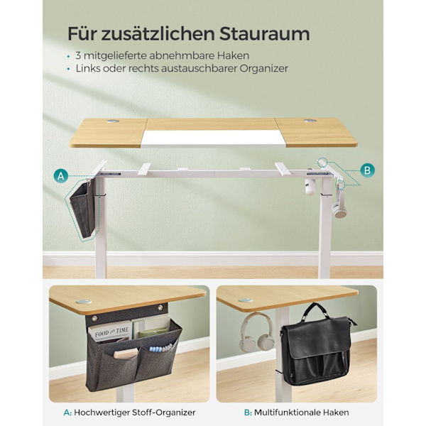 Rootz Elektriskt stående skrivbord - Justerbart skrivbord - Sit Stand Skrivbord - Spånskiva Stålstomme - Non-Woven Tyg - Pastell Yellow-Base White - 7