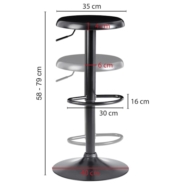 Rootz baarijakkara - Jakkara - Baarituoli - Metallijakkara - Musta - Bistrojakkara - Max 100 kg - Silitysrauta