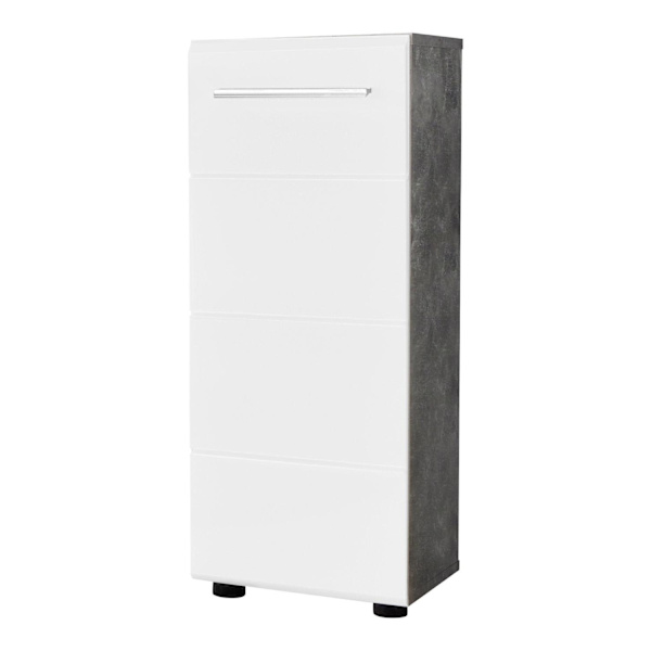 Rootz Chest of Drawers - Storage Unit - Dresser - Cabinet - Drawer Stand - Organizer - Commode - Concrete Stone Melamine & White Gloss - 32x82x28 cm