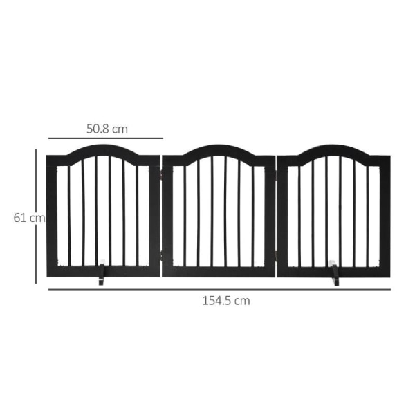 Rootz Dog Gate - Dog Barrier Safety Gate - Hundevagt - 3-delt gitter - Barrier Door Safety Gate - Sort - 154,5 x 29,5 x 61 cm