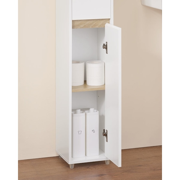 Rootz Tall Badrumskåp - Lagringsenhet - Arrangör - Mångsidig förvaring - 20x180x20cm - MDF E1 Målad - Justerbara hyllor - Secure & Non -Slip