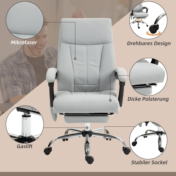 Rootz Massage Kontorstol - Executive Chair - Computer Skrivebordsstol - Vibrerende Massage - Lændevarme - Ergonomisk design - 65cm x 74cm x 119cm