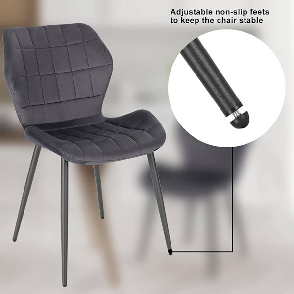 Rootz Velvet spisestuestolesæt med 4 - Komfortable stole - Stilfulde siddepladser - Rivefast fløjl, Ergonomisk design, holdbart metalstel - 47 cm x 79