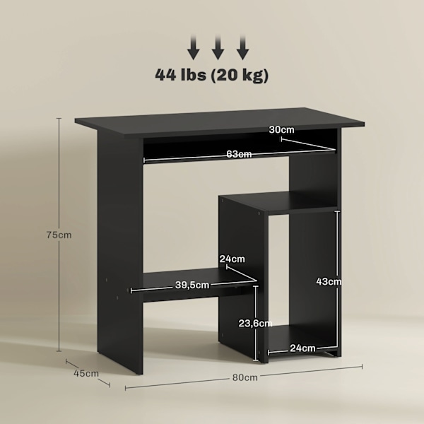 Rootz Computer Desk - Office Table - Workstation - Compact Design - 80 x 45 x 75 cm - Sort