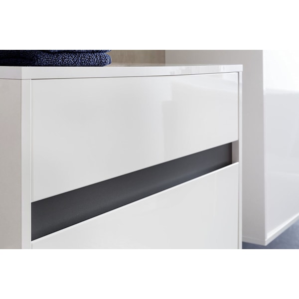 Rootz Tall Bathroom Wall Cabinet - Vertical Storage Unit - Modern Bathroom Cupboard - White High-Gloss Finish - 35 x 191 x 31 cm