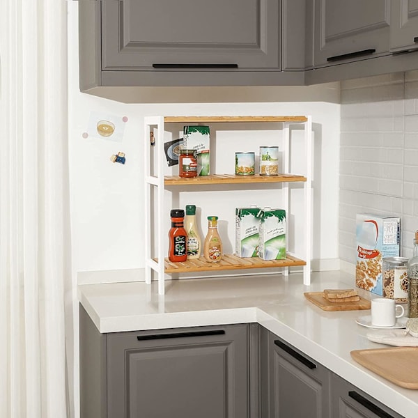 Rootz Skoställ - Skohylla - Bambu - Rack - 3 nivåer - Vit - Beige - 60 x 26 x 66 cm