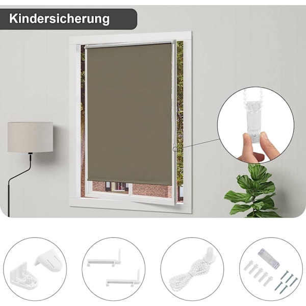 Rootz Blackout Rullgardin - Termisk fönsterskärm - Solskydd - UV-skydd - 100 % polyester - 40-120 cm x 160/210 cm - Taupe