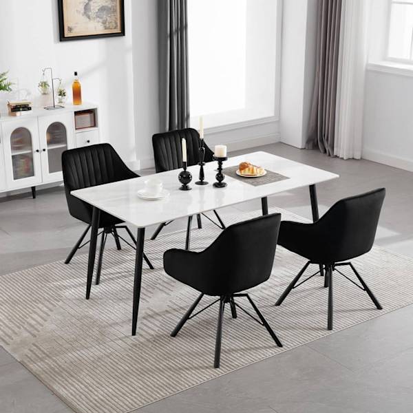 Rootz Roterende Spisestuestole Sæt med 2 - Fløjlslænestole - Drejestole - 360-graders rotation, Komfortable og robuste - 58 cm x 83,5 cm x 53,5 cm