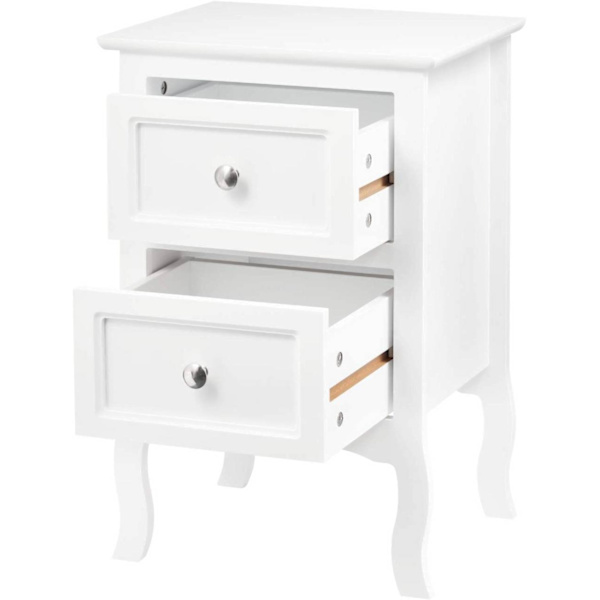 Rootz White Sängbord - Nattduksbord - Förvaringsskåp - Gott om förvaringsutrymme - Elegant design - Hållbar - 40cm x 60cm x 30cm