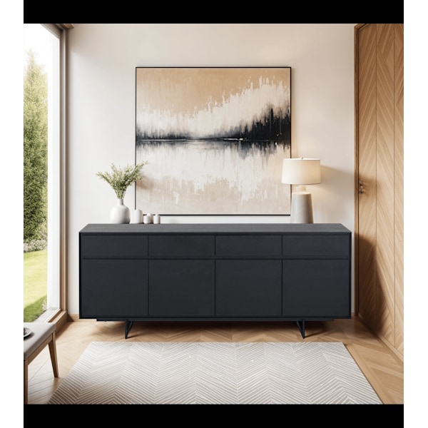 Rootz skänk - Förvaringsskåp - Buffébord - Gott om förvaring - Hållbar konstruktion - Snygg design - 205 cm x 45 cm x 82 cm - Svart ekfaner