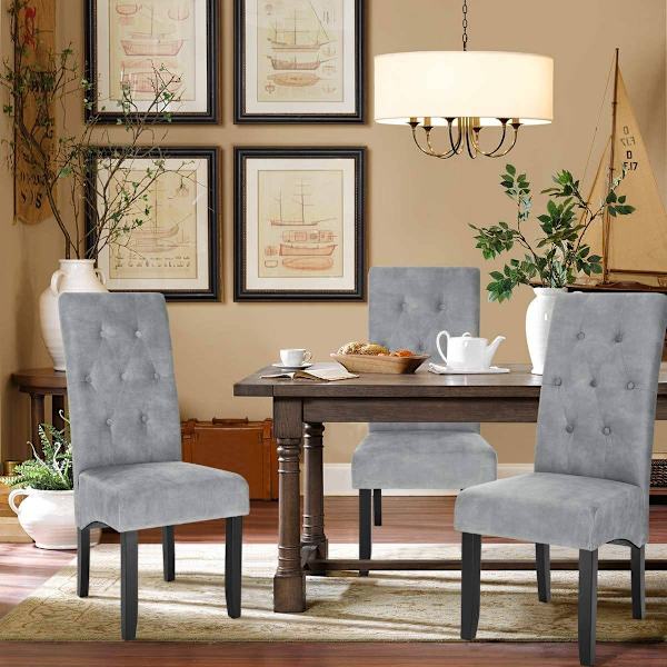 Rootz Velvet Matstolar - Elegant sittplats - Bekväma stolar - Högdensitetsskum - Slitstarkt massivt trä - Halkskydd - 107cm x 47cm x 42cm