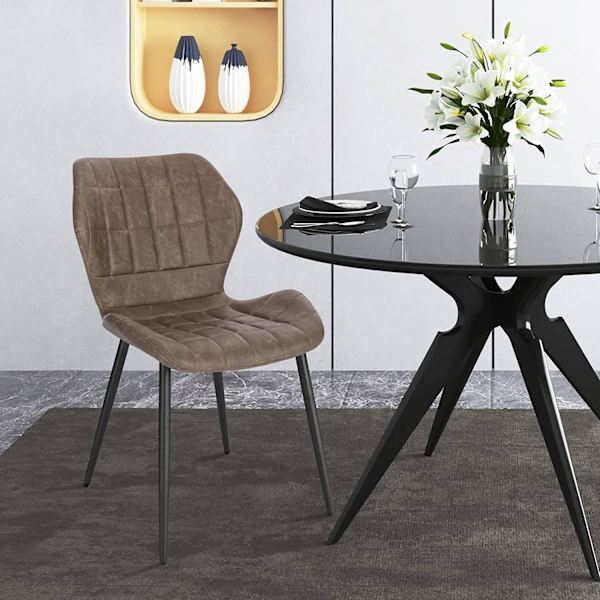 Rootz spisestuestole Sæt med 6 - Polstrede stole - Imiteret læderstole - Komfortable siddepladser - Holdbart design - Ergonomisk støtte - 47 cm x 79,5