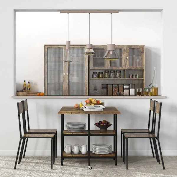 Rootz Matbord - Fällbart matbord - Industriell design - Stål - Spånskiva - Brun + Svart - 140 cm x 80 cm x 75 cm