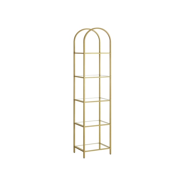 Rootz 5-vånings metallic guld Transparent glashylla - Displayställ - Förvaringsställ - Härdat glas - Stålram - 30,2 cm x 40 cm x 183,5 cm - Lättvikt -