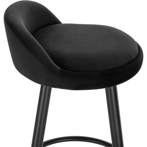 Rootz Velvet Barstol - Bordskammel - Køkkentaburet - Elegant sort fløjlsfinish - Stabil og robust konstruktion - Justerbare fodpuder - Sædestørrelse 3
