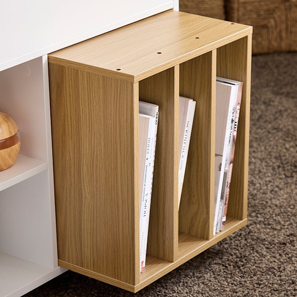 Rootz Mobile Arkiverskab - Opbevaringsenhed - Arrangør - ubesværet mobilitet - 30x61x70cm - PB/MDF - Skuffe & Door, Natural Bookhelf