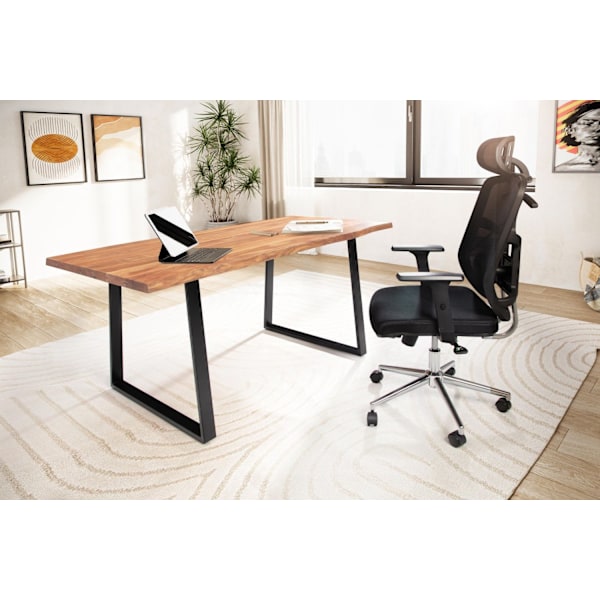 Rootz Modern Design Office Bord - Massivt træ skrivebord - Live Edge Bord - Trapezformede ben - Akacietræ - 160 cm x 80 cm x 76 cm