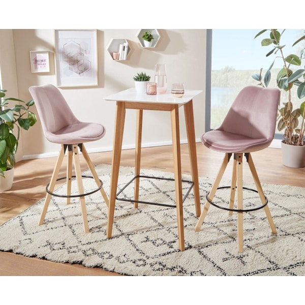 Rootz-pöytä 60x110x60 cm valkoinen neliö - Baaripöytä 4 hengelle - Moderni baaripöytä - Design-juhlapöytä - Skandinaavinen tammi korkea pöytä