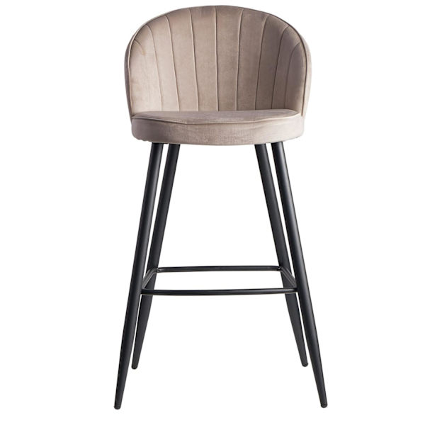 Rootz baarijakkara samettibeige jakkara selkänojalla 56x102,5x52,5 cm - Keittiöjakkara skandinaavinen kangas - metalli 110 kg - Design baarijakkara -