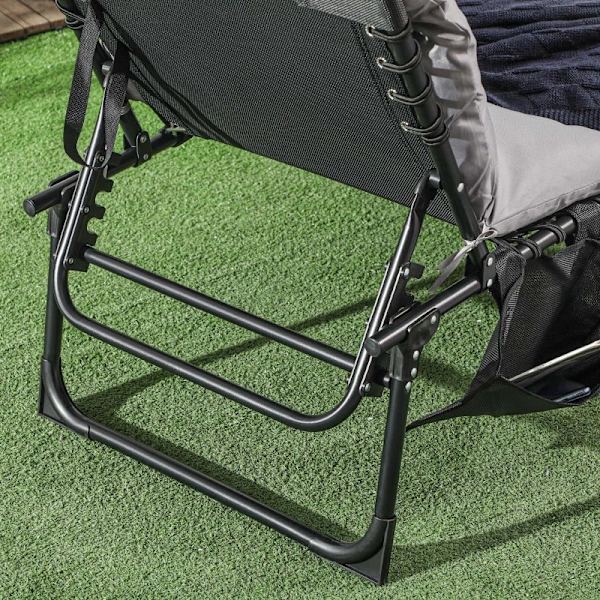 Rootz Folding Lounger - 5-stegs ryggstöd - Kudde - Upp till 120 kg - Stål - Ljusgrå - 58 x 189 x 32,5 cm