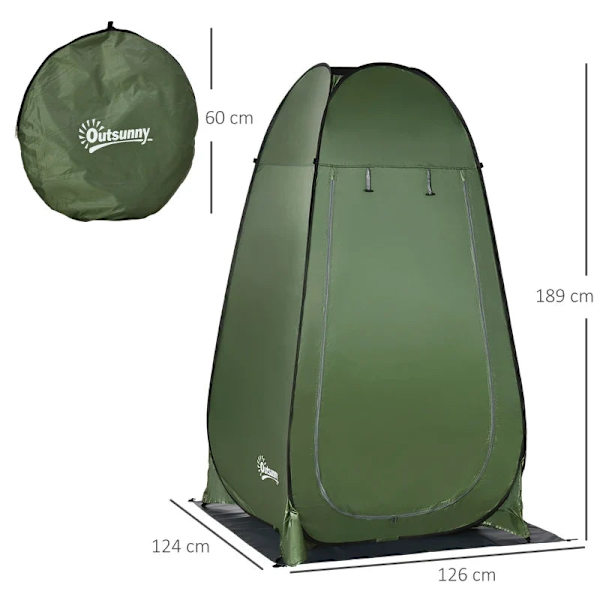 Rootz-suihkuteltta - Ulkopukuhuone - Taitettava - Pop-up-design - Kantolaukku - Polyesteriteräs - Tummanvihreä - 126L x 124W x 189K cm