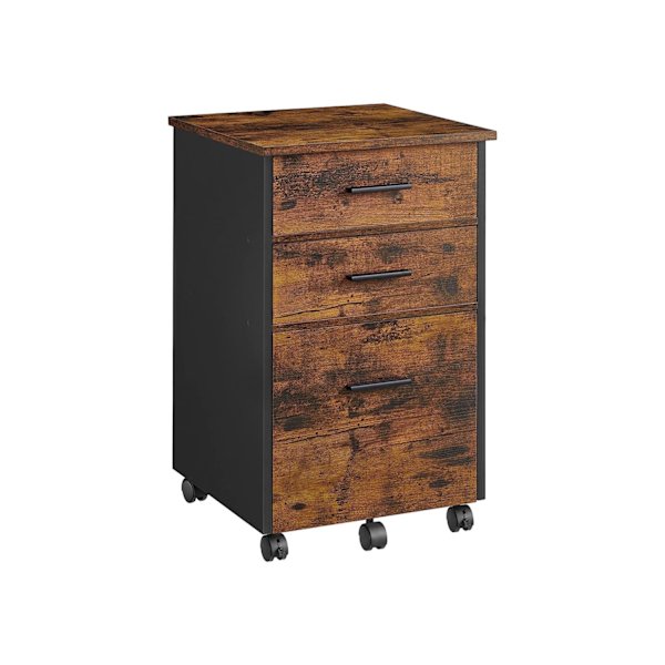 Rootz Vintage Brun-Sort Arkivskab - Opbevaringsskab - Spånplade - Polyester - Rummelig - Holdbar - Stilfuld - 43cm x 42cm x 67,5cm