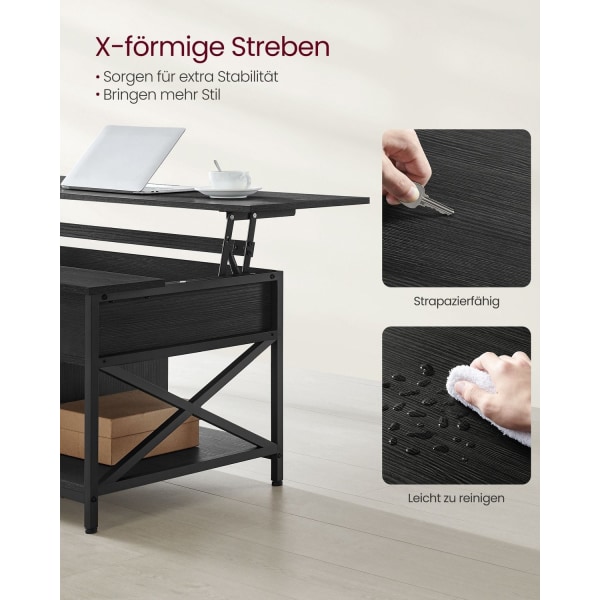 Rootz Antracit Grå-Sort Sofabord - Spånplade Stål - Stuebord - Moderne Bord - Robust konstruktion - 60cm x 120cm x 62cm