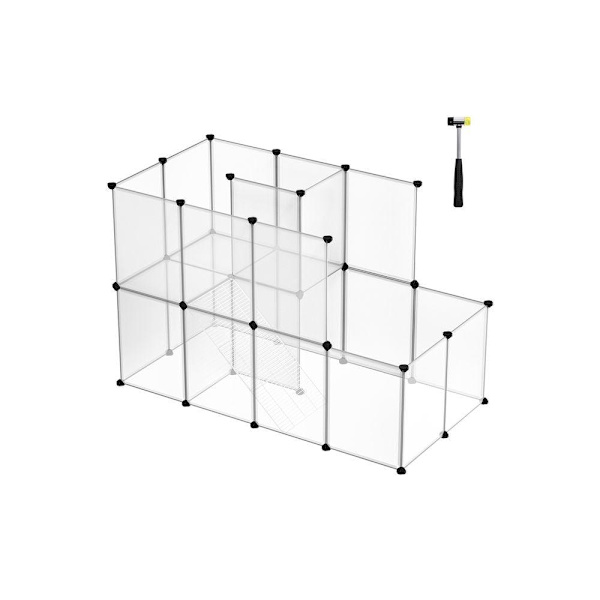 Rootz Small Animal Run - Plastic Animal Run - Kanin Run - Hamster Run - Small Pet Run - Portable Animal Run - Vit - 143 x 73 x 93 cm