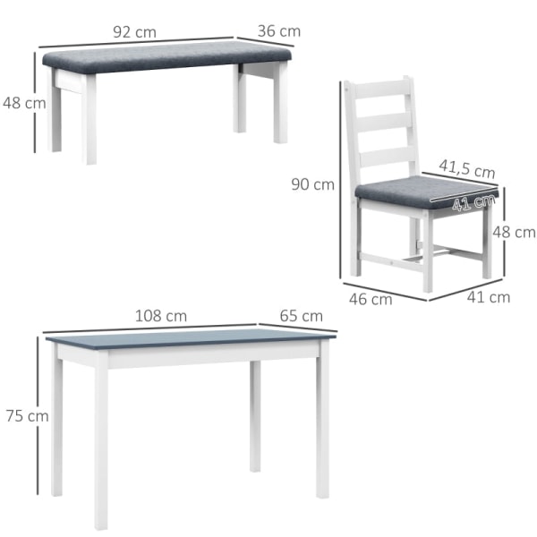 Rootz 4-osainen ruokapöytäsetti - Ruokasalin kalusteet - Tilaa säästävä ruokailuryhmä - Mukavat istuimet - Helppo huoltaa - 108cm x 65cm x 75cm Pöytä