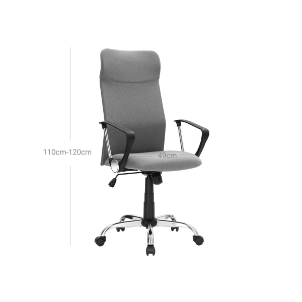 Rootz Ergonomic Office Chair - Skrivbordsstol - Datorstol - Justerbar i höjdled - Bekväm sits - Gungfunktion - Grå - Stålram - Skumstoppning - Polyest