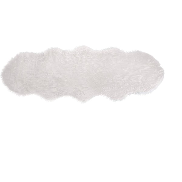 Rootz Faux Fur Area Tæppe - Blødt tæppe - Shag Tæppe - Temperaturbalancering - 60 cm x 180 cm - Polyester - Mørkegrå/Hvid