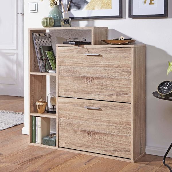 Rootz skab med 2 rum til klappen Skokiste 85x93 cm Skostativ til 12 par sko Commode Shoe tipper moderne