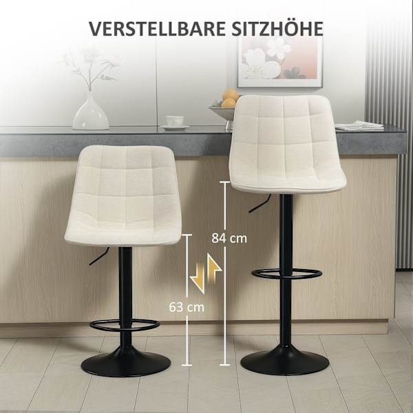 Rootz Modern 2 Set roterande stångstolar - Justerbar avföring - vadderade stångstolar - Höjd mångsidig 63-84cm - 47b x 53T x 96-117H cm
