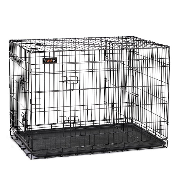 Rootz hundbur med 2 dörrar - Tvådörrars hundgård - Hopfällbar hundbur - Mångsidig - Robust hundbur - Järntråd - Svart - 122 x 74,5 x 80,5 cm (L x B x
