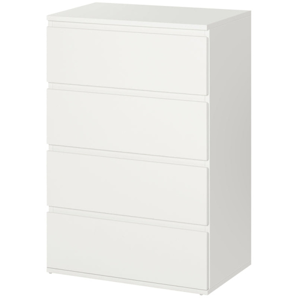 Rootz Kommode - Kommode - Skænk - Skuffekommode - Højglans - 4 skuffer - Hvid - 55 Cm X 33 Cm X 80 Cm