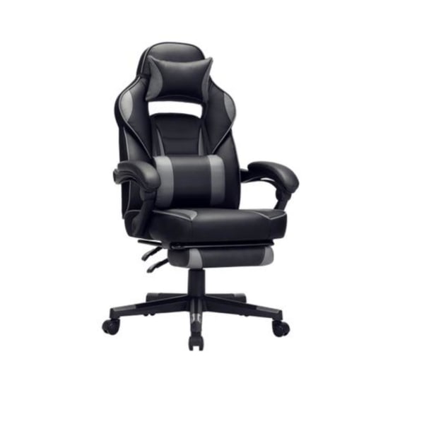 Rootz Gaming stol - Kontorstol - Drejestol - Fodstøtte - Nakkestøtte - Lændepude - Ergonomisk - Højdejusterbar - Sort - 67 x 66 x (116-126) cm