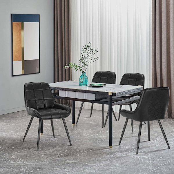 Rootz 6 ruokapöydän tuolin setti - Pehmustetut tuolit - Keinonahkaistuimet - Ergonominen muotoilu - Tukeva ja kestävä - Lattian suojaus - 81,5 cm x 38