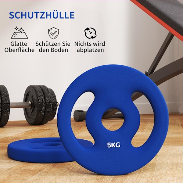 Rootz 2 x 5 kg Vægtplader - Vægtsæt - Home Gymplader - Holdbar plast - Ø20CM X 4CM - Ideel til styrketræning