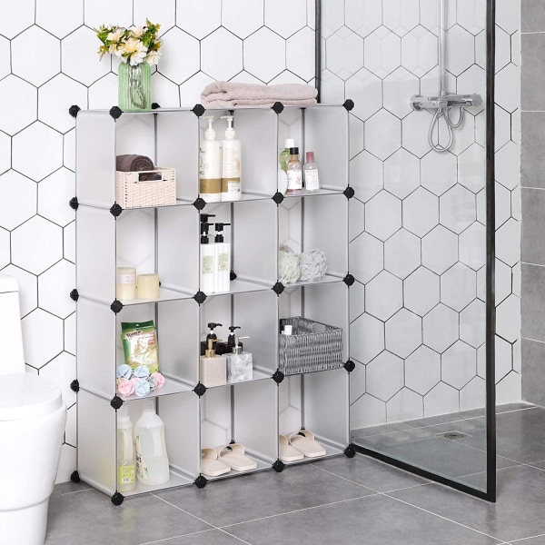 Rootz Förvaringsställ - Fackskåp - Plast - Hyllsystem - Justerbart - Vit - Transparent - 93 x 31 x 123 cm