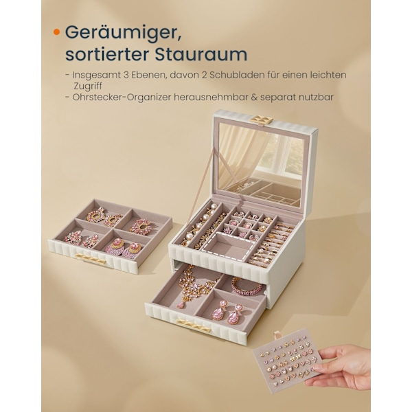 Rootz smyckeskrin - Organizer - Förvaringsfodral - PU-läder - Snygg design - 21,5 cm x 24 cm x 15,8 cm