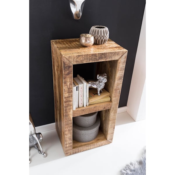 Rootz Golv massivt trä Mango 90 x 45 x 35 cm 2 våningar Design trähylla natur - Sidobord Lantlig stil - Liten bokhylla Trämassiv