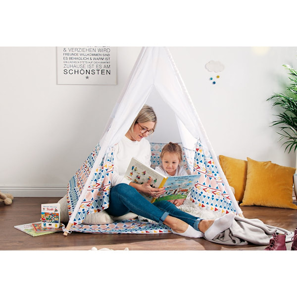 Rootz Kids Tipi Nairatält - Lekstuga inomhus - tipi för barn - Med fönster - Polyester och trä - 120cm x 120cm x 155cm