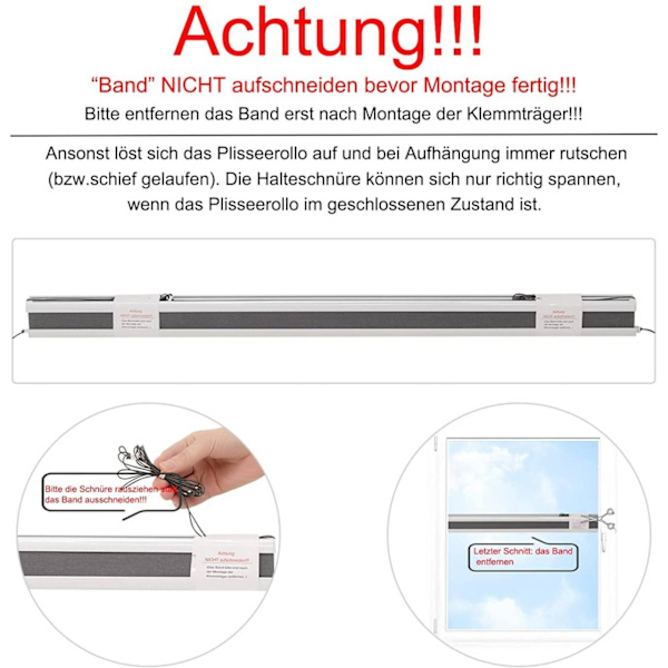 Rootz dubbelplisserad persienn - Aluminiumbelagd - Kedjefri drivning - Bullerreducering - 60-110 cm x 120/130 cm - Mörkgrå-Vit - Lätt att installera