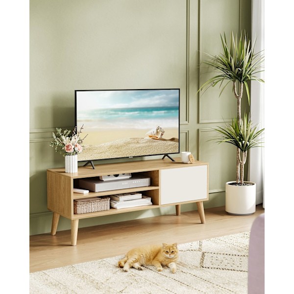 Rootz TV -kaappi - Media Console - Viihdeosasto -ruskea ja valkoinen - iso säilytystila - 120 cm x 40 cm x 49cm