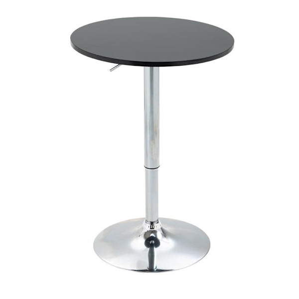 Rootz-baaripöytä - Moderni pyöreä ruokapöytä - 360° Kääntyvä pöytä - Bistropöytä - Korkeussäädettävä - Teräs - Musta - Ø61 x 70-90 cm