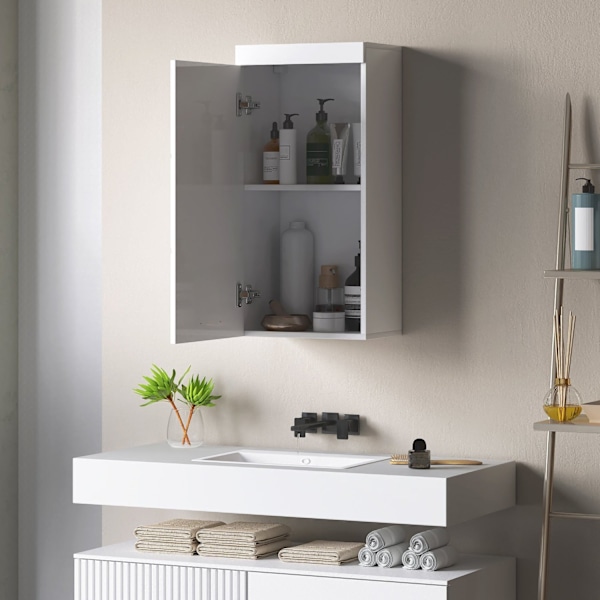 Rootz to -trins badeværelsesskab - badeværelse akkord - vægmonteret - rumbesparende design - 37,2L x 24,5b x 76,8h cm