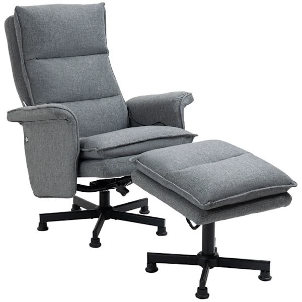 Rootz Massagekontorsstol - Fotpall - Praktisk sidoficka - 8 vibrationshuvuden - Linnepolyester - 1 fjärrkontroll - 1 sidoficka - Grå - 78L x 93W x 99H